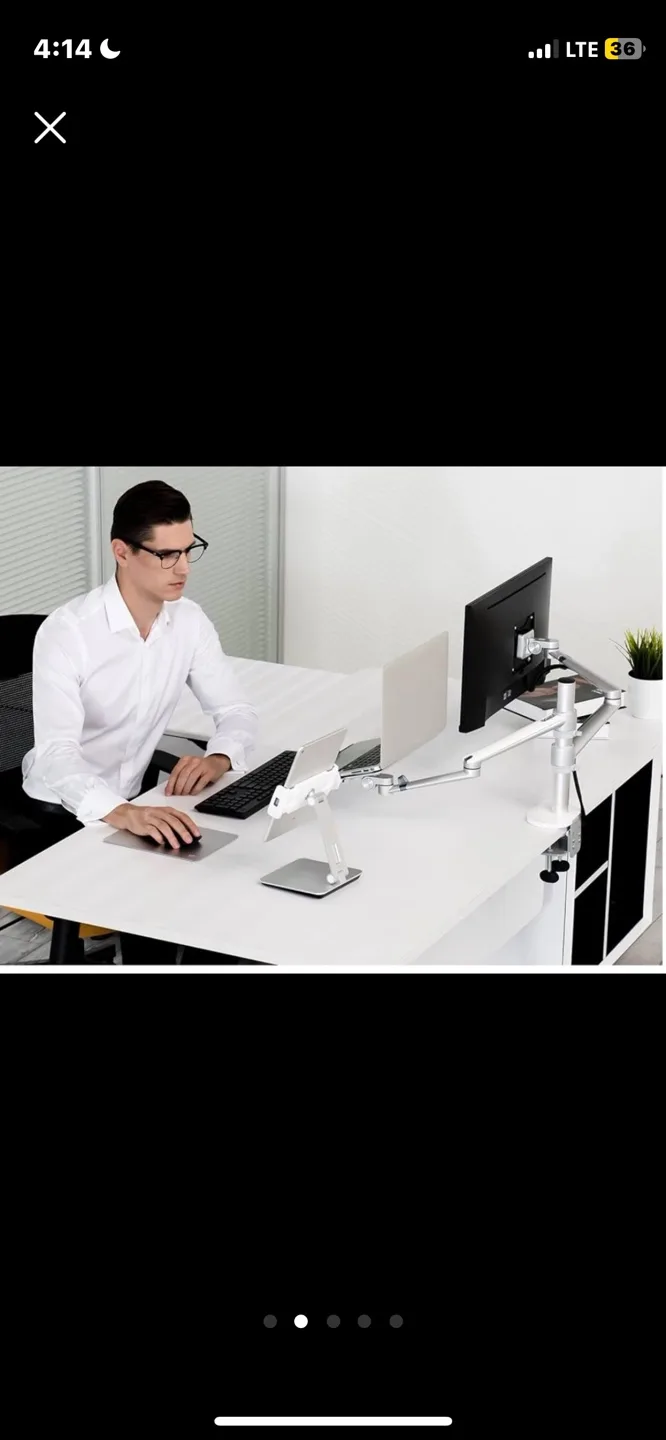 Dual Monitor and Laptop Desk Mount - Silver $86->$35 image indicator(4)
