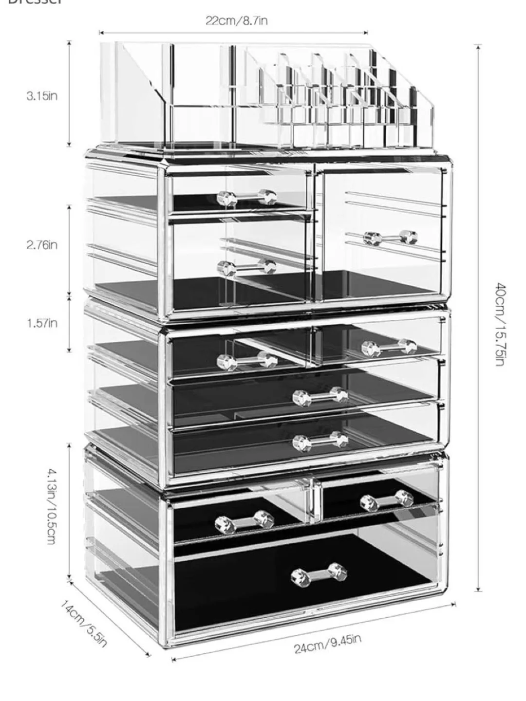 Clear Acrylic Cosmetic Organizer with Drawers image indicator(4)