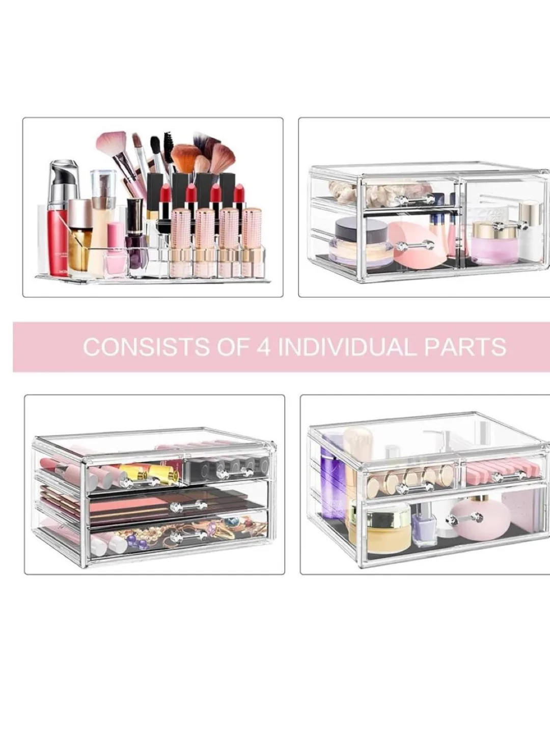 Clear Acrylic Cosmetic Organizer with Drawers image indicator(3)