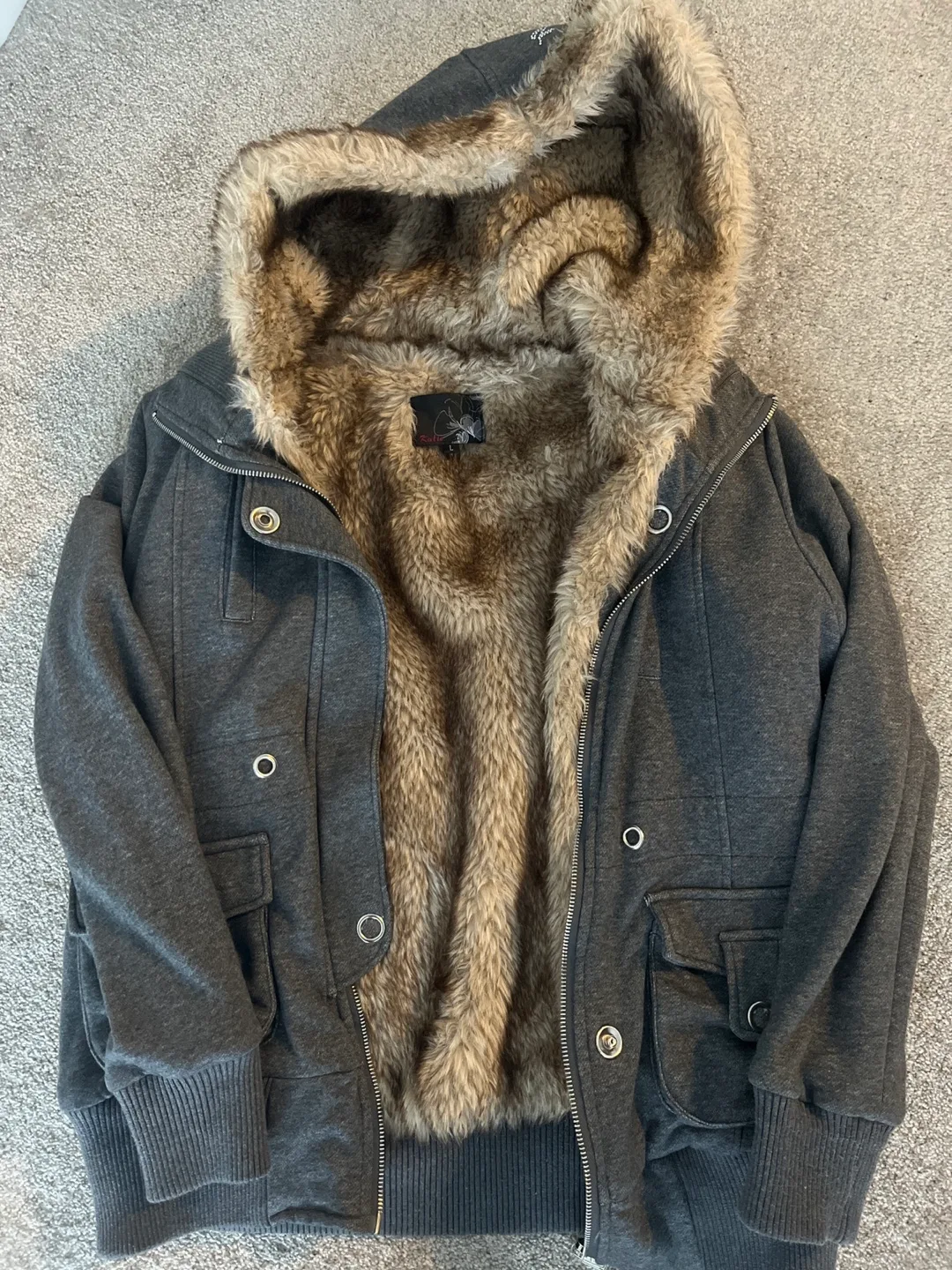 Katie Gray Hooded Faux Fur Jacket - Size L image indicator(3)