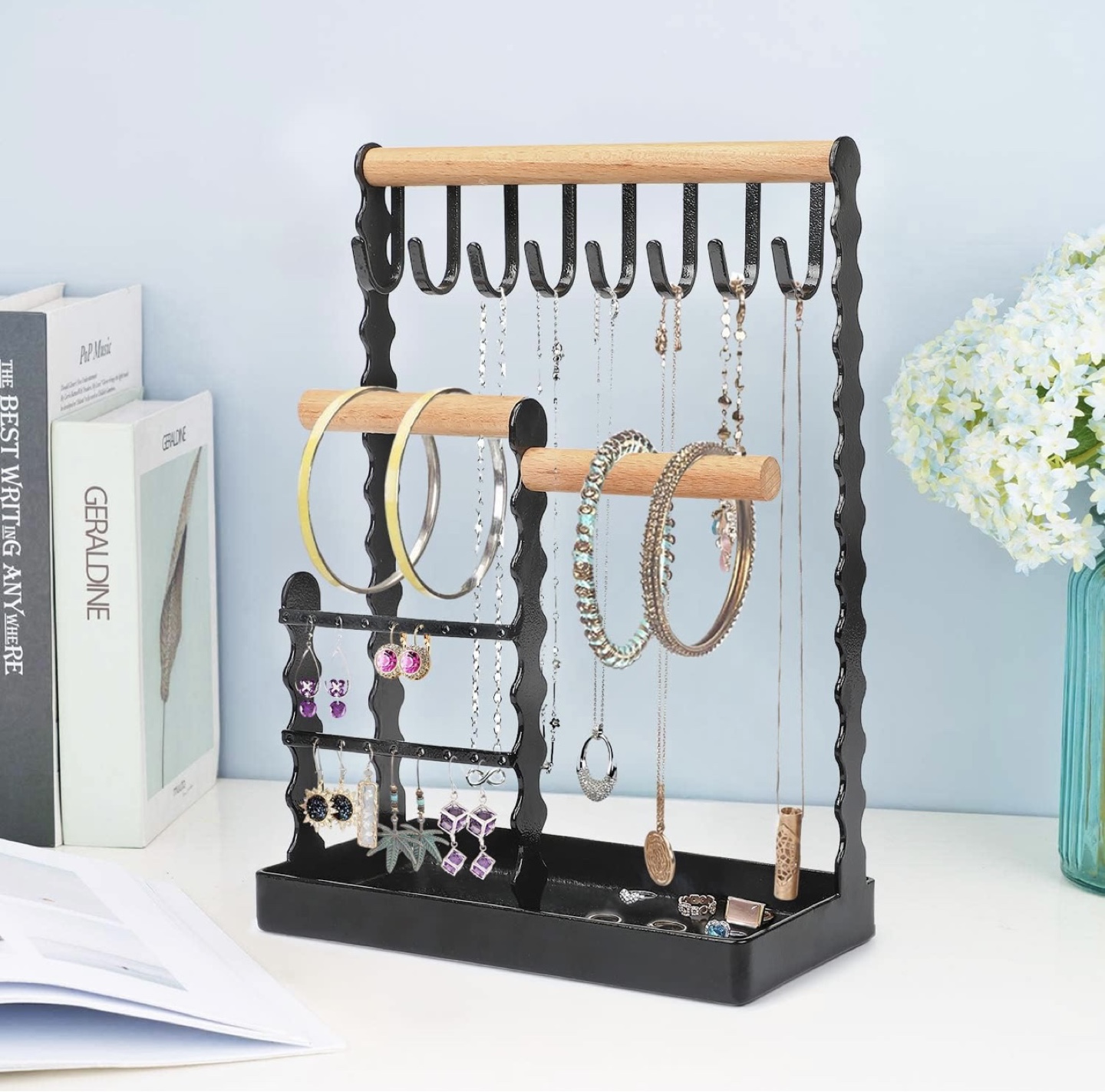 Black Metal Jewellery Organizer Stand