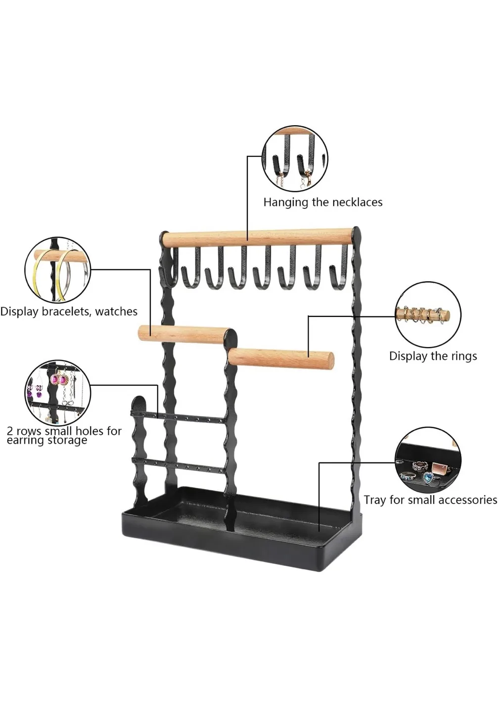 Black Metal Jewellery Organizer Stand image indicator(2)