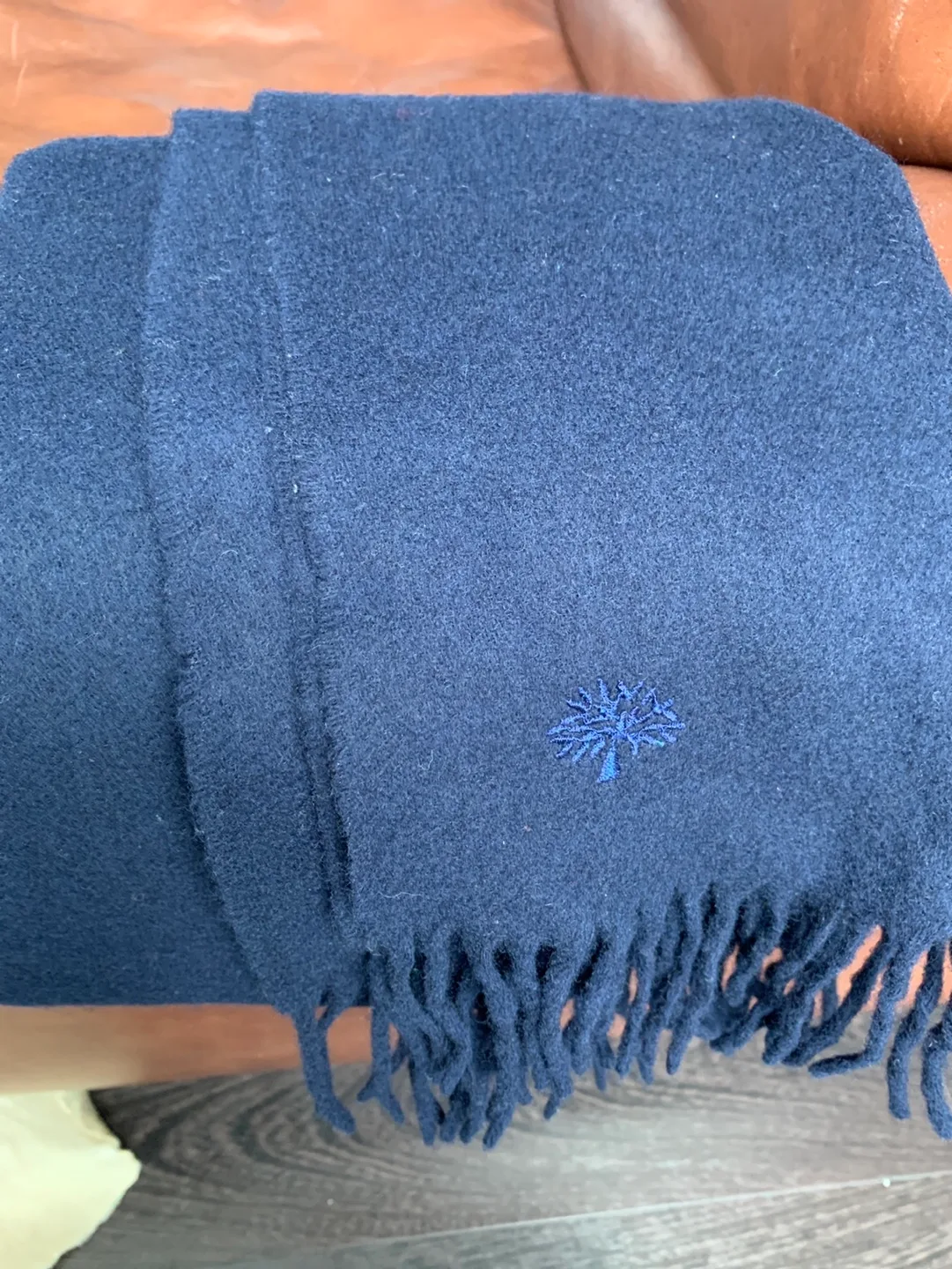 Mulberry 100% Lambswool Navy Blue Scarf thumbnail