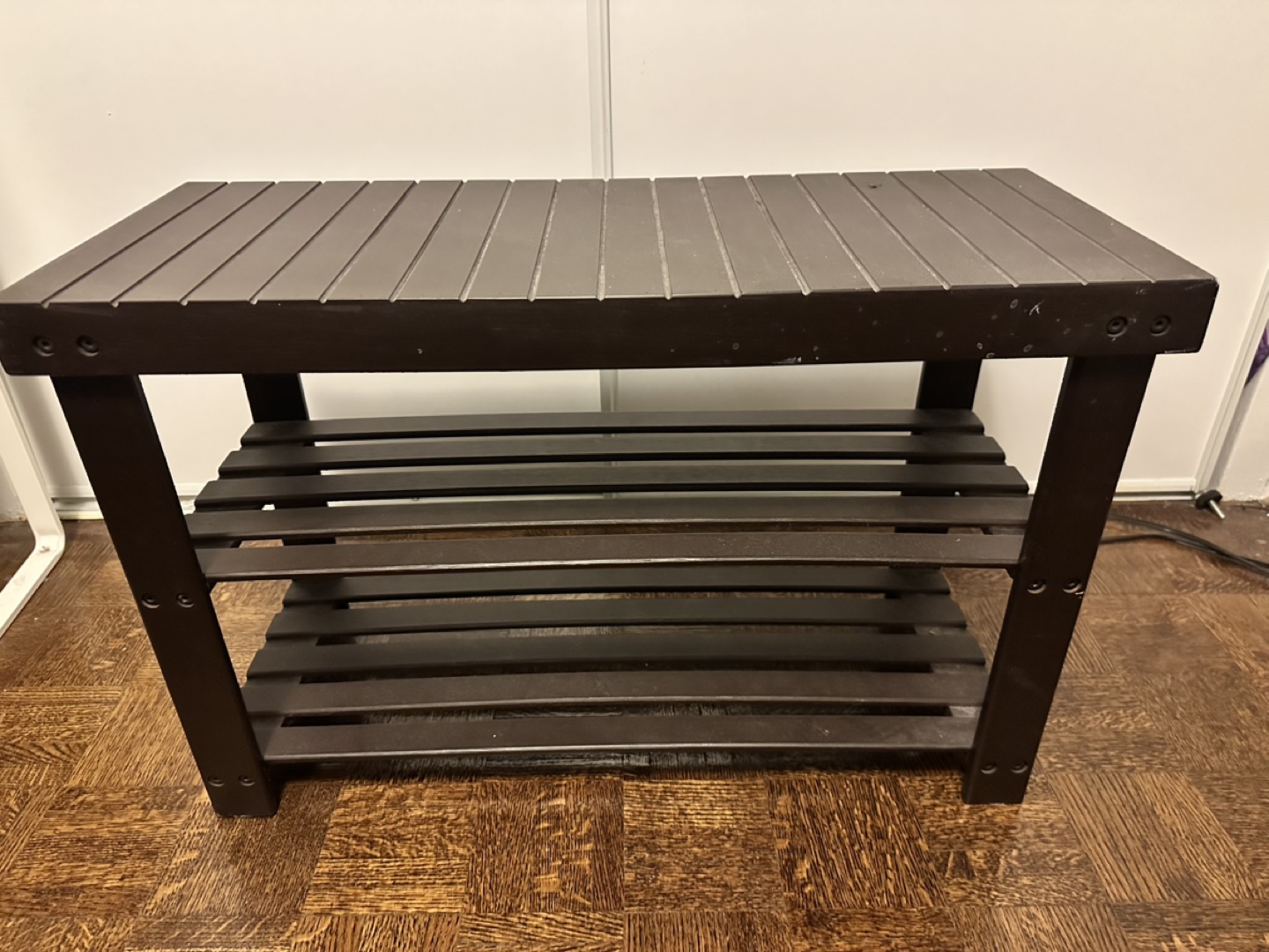 Dark Brown Shoe Rack Bench - photo 3