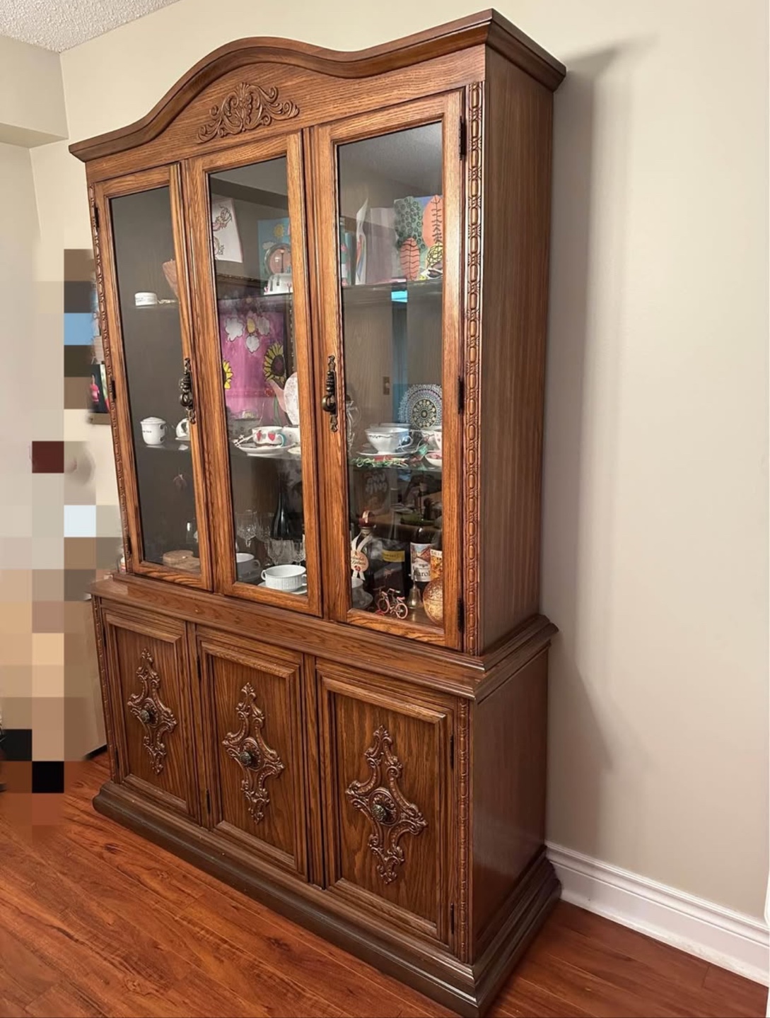 Vintage Wooden Hutch with Glass Doors - photo 2