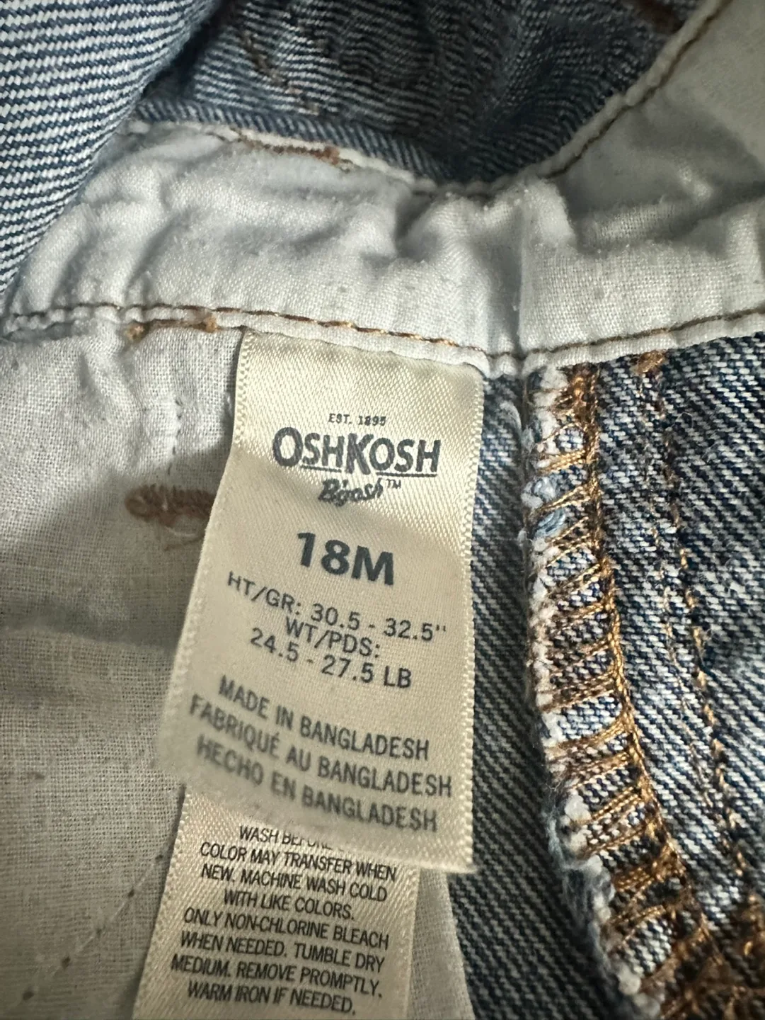 OshKosh B'gosh Denim Jumper 18M image indicator(3)