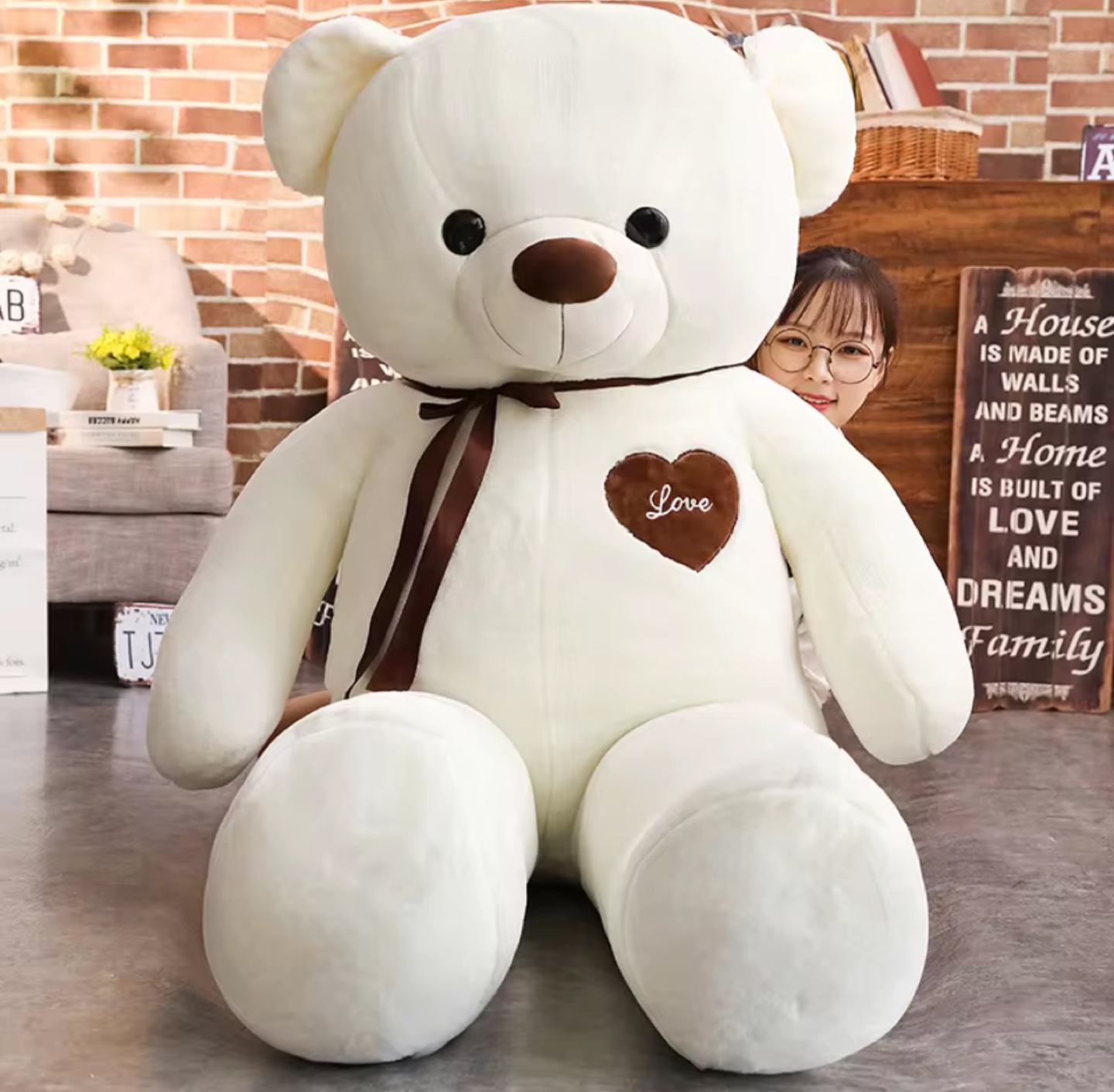 Medium Plush Teddy Bear - Brown or White - Huge Stuffed Animal - photo 2