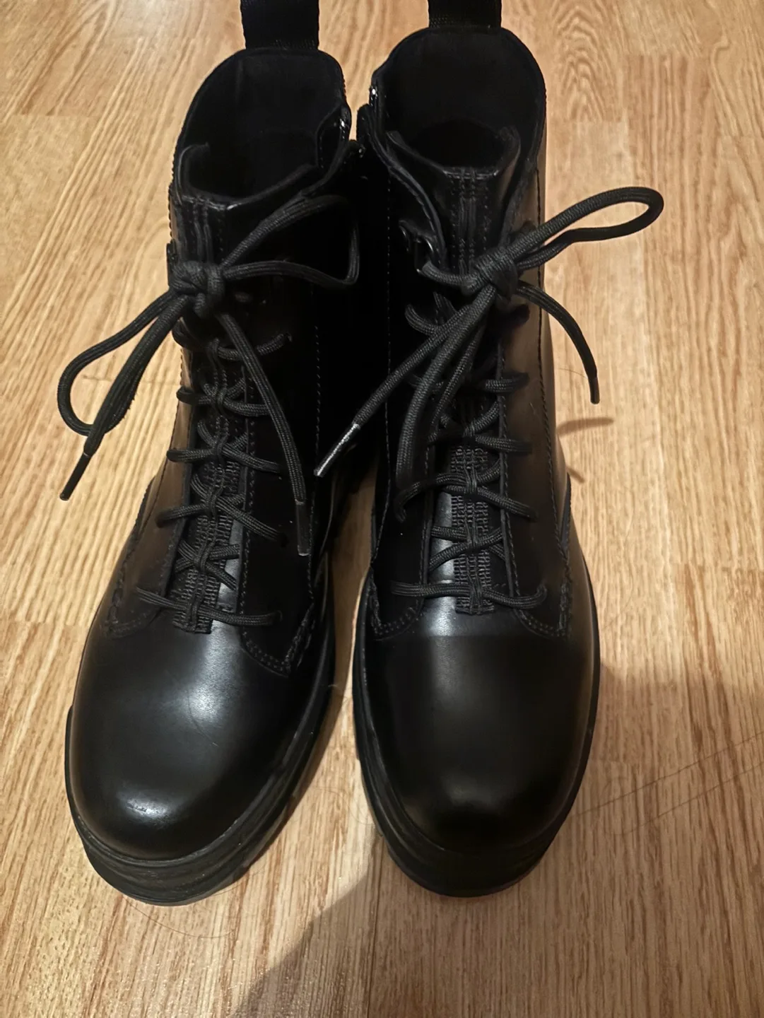 UGG Black Leather Lace-Up Platform Boots thumbnail