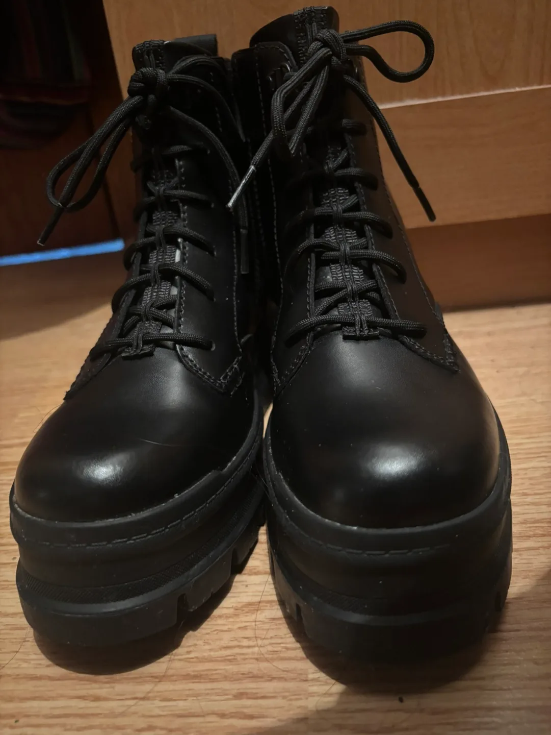 UGG Black Leather Lace-Up Platform Boots image indicator(2)