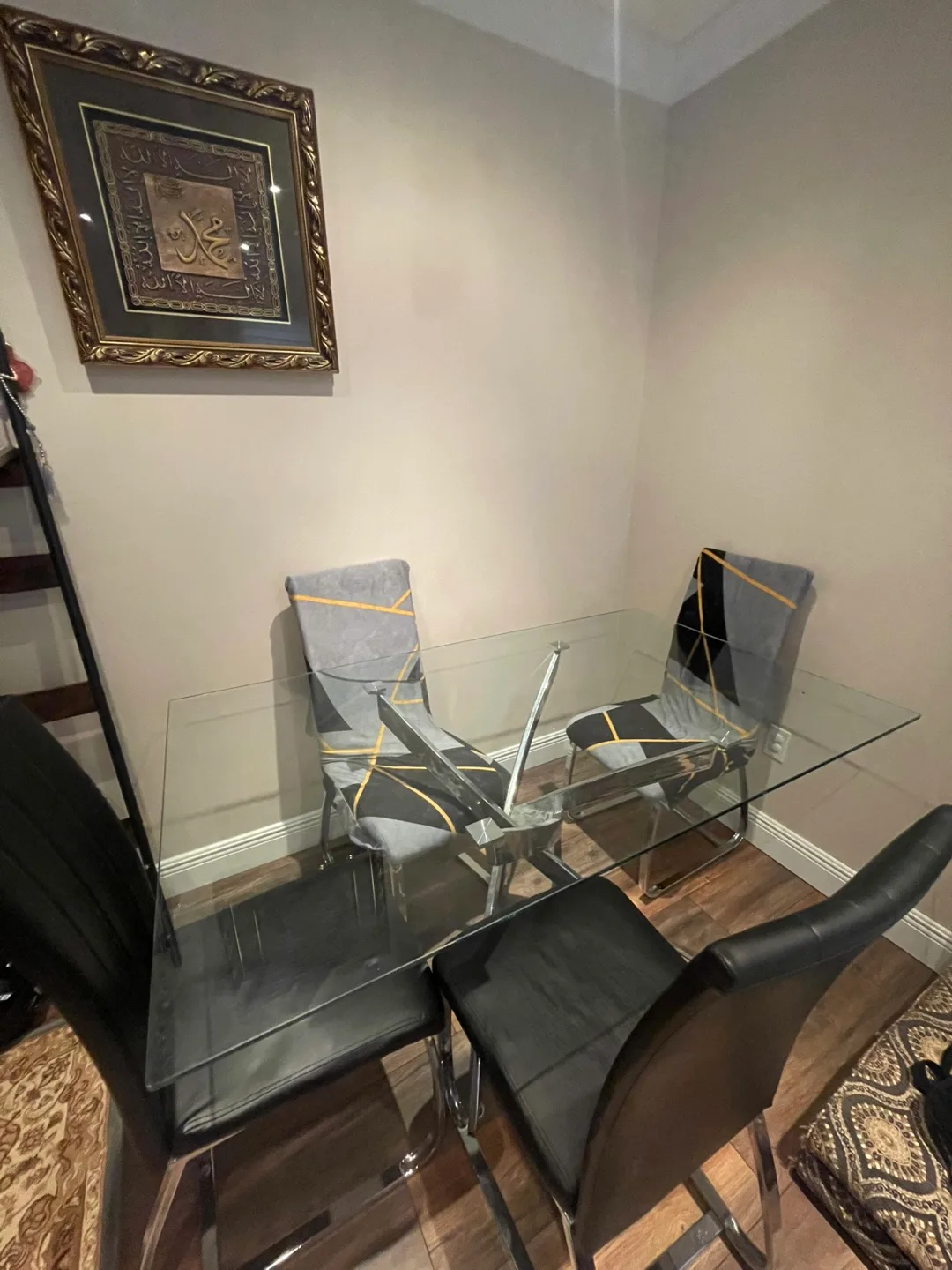 5pc Glass Dining Table Set with 4 Chairs image indicator(2)
