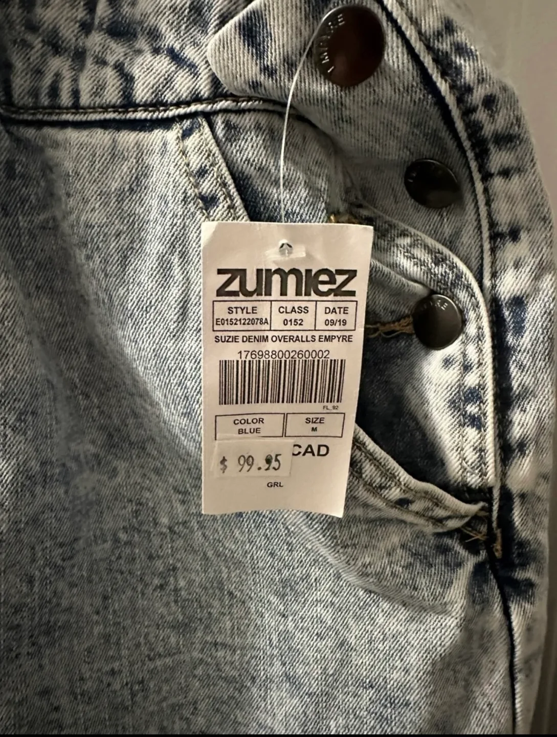 NEW Zumiez Denim Overalls - Acid Wash image indicator(3)