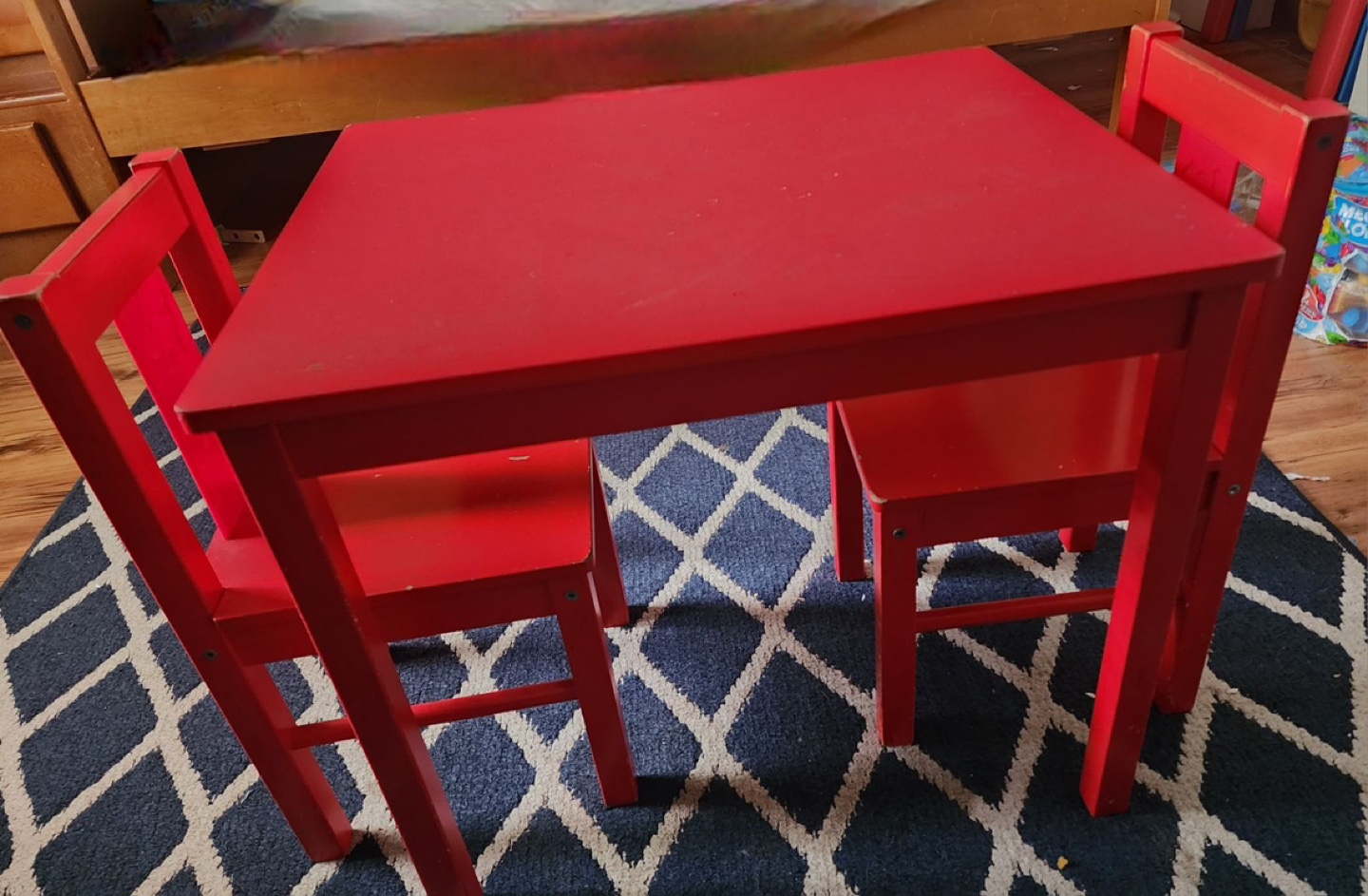 Red Children's Table and Two Chairs Set