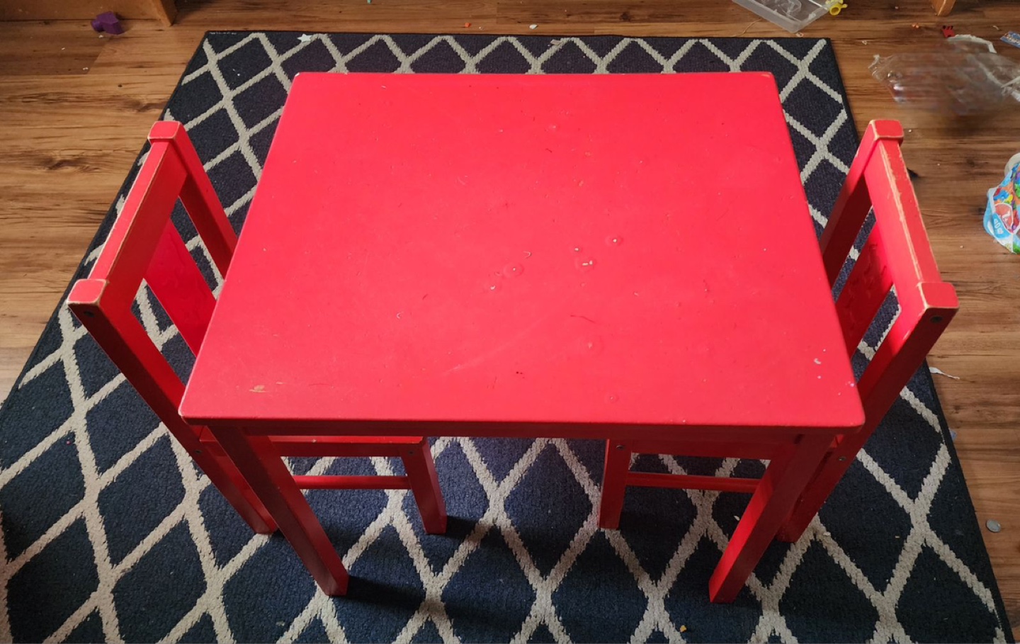 Red Children's Table and Two Chairs Set - photo 2