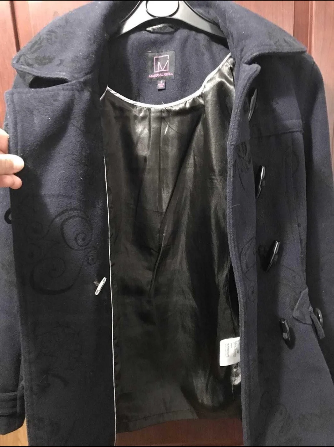 Material Girl junior small / women’s XS navy floral peacoat image indicator(3)