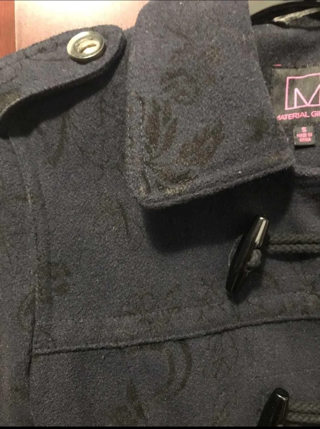 Material Girl junior small / women’s XS navy floral peacoat image indicator(4)