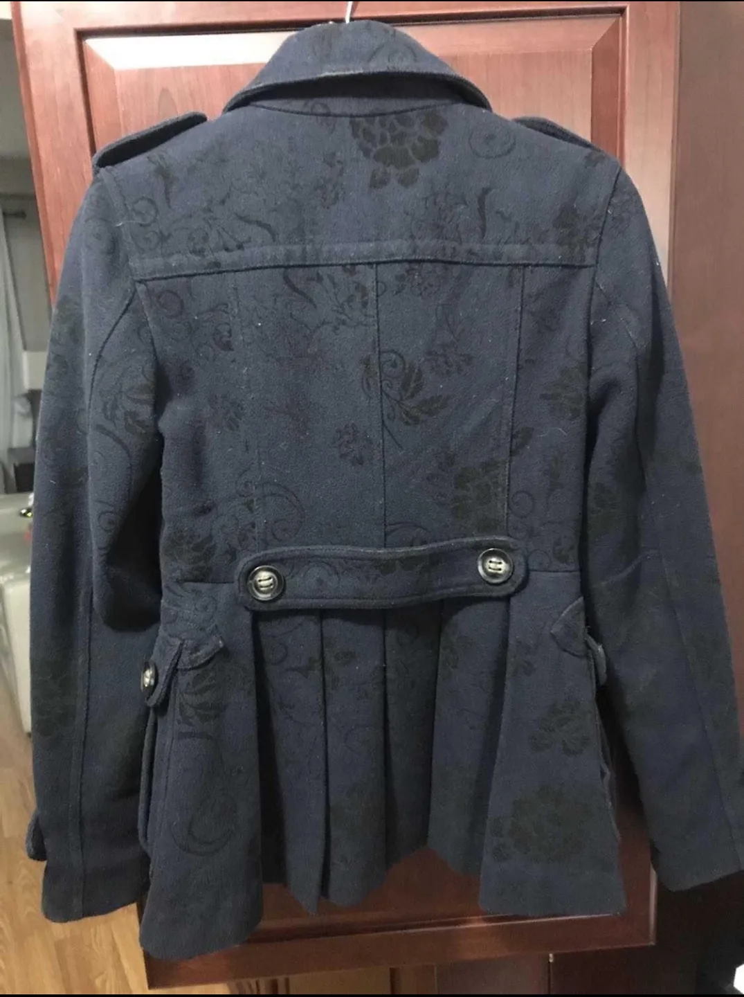 Material Girl junior small / women’s XS navy floral peacoat image indicator(2)