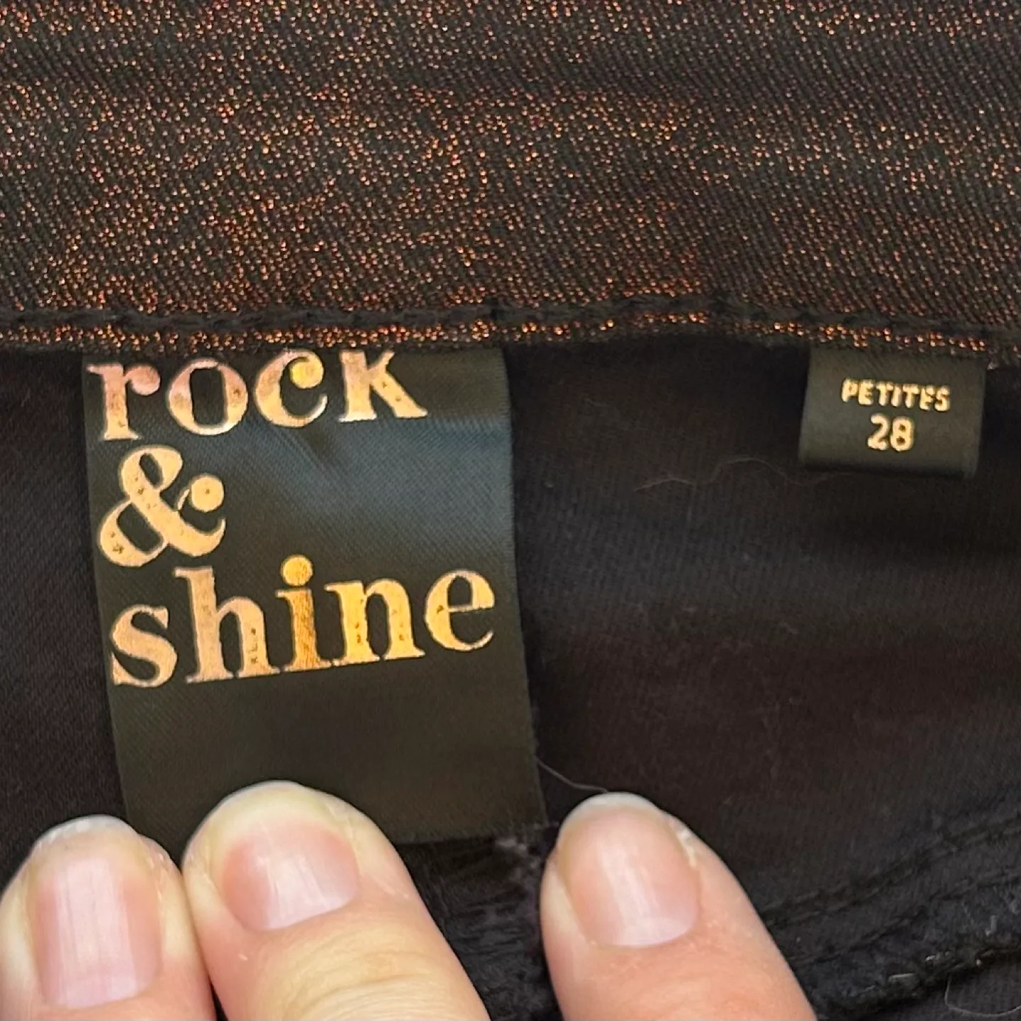 Rock and Shine Red Metallic Sparkle Pants Size 28 Petite image indicator(4)