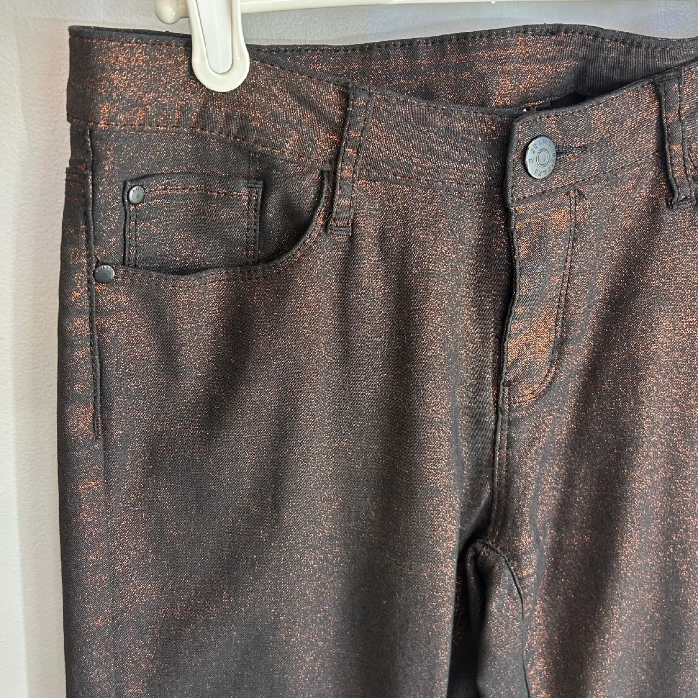 Rock and Shine Red Metallic Sparkle Pants Size 28 Petite image indicator(2)