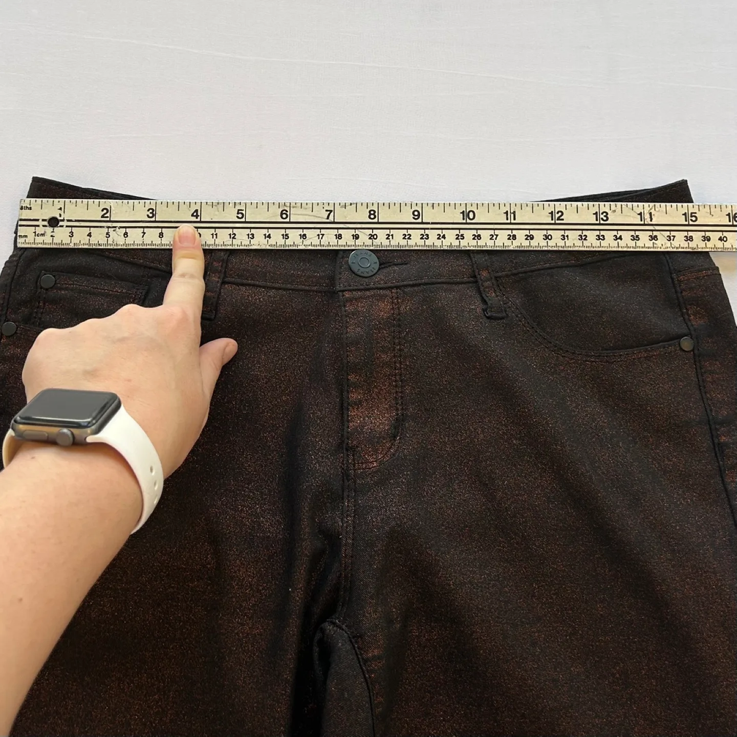 Rock and Shine Red Metallic Sparkle Pants Size 28 Petite image indicator(7)