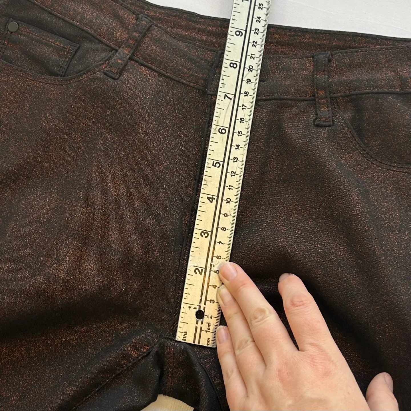 Rock and Shine Red Metallic Sparkle Pants Size 28 Petite image indicator(8)