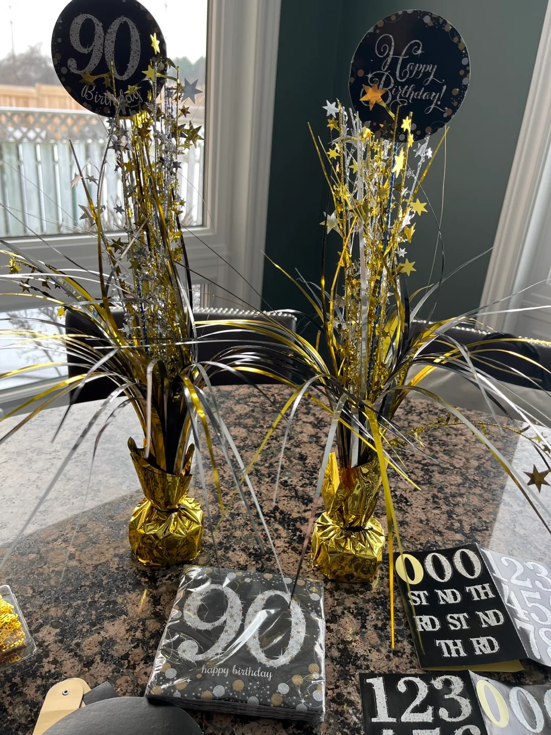 90th Birthday Party Decorations Bundle - Black & Gold image indicator(2)