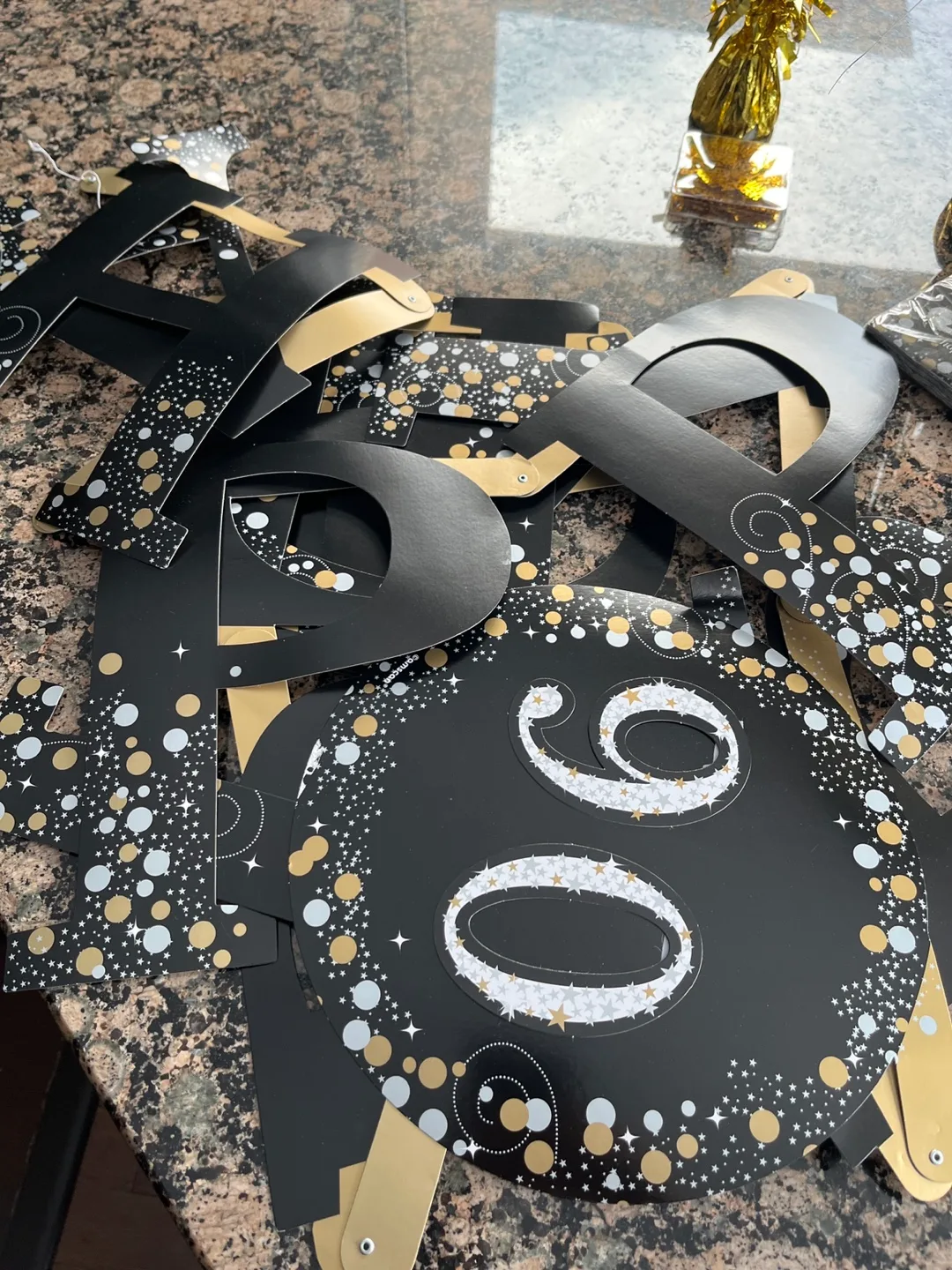 90th Birthday Party Decorations Bundle - Black & Gold image indicator(3)