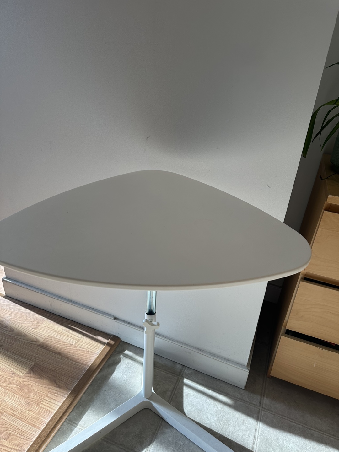 White Triangular Side Table