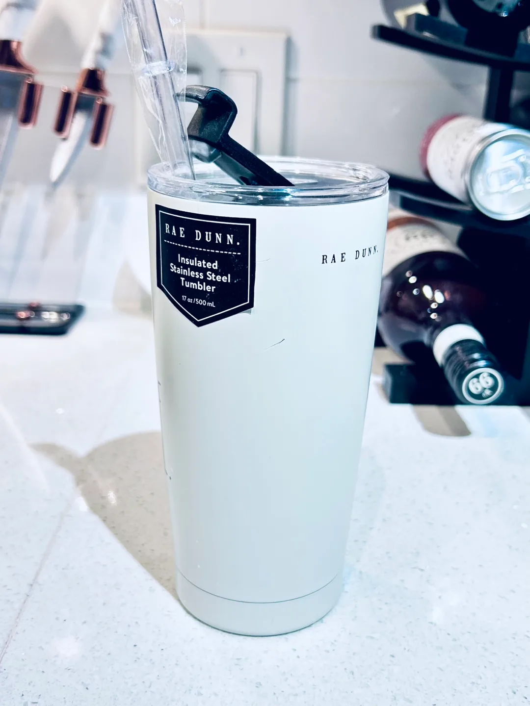 🍓BRAND NEW! RAE DUNN 17 oz Tumbler w/ straw Stainless Steel image indicator(2)