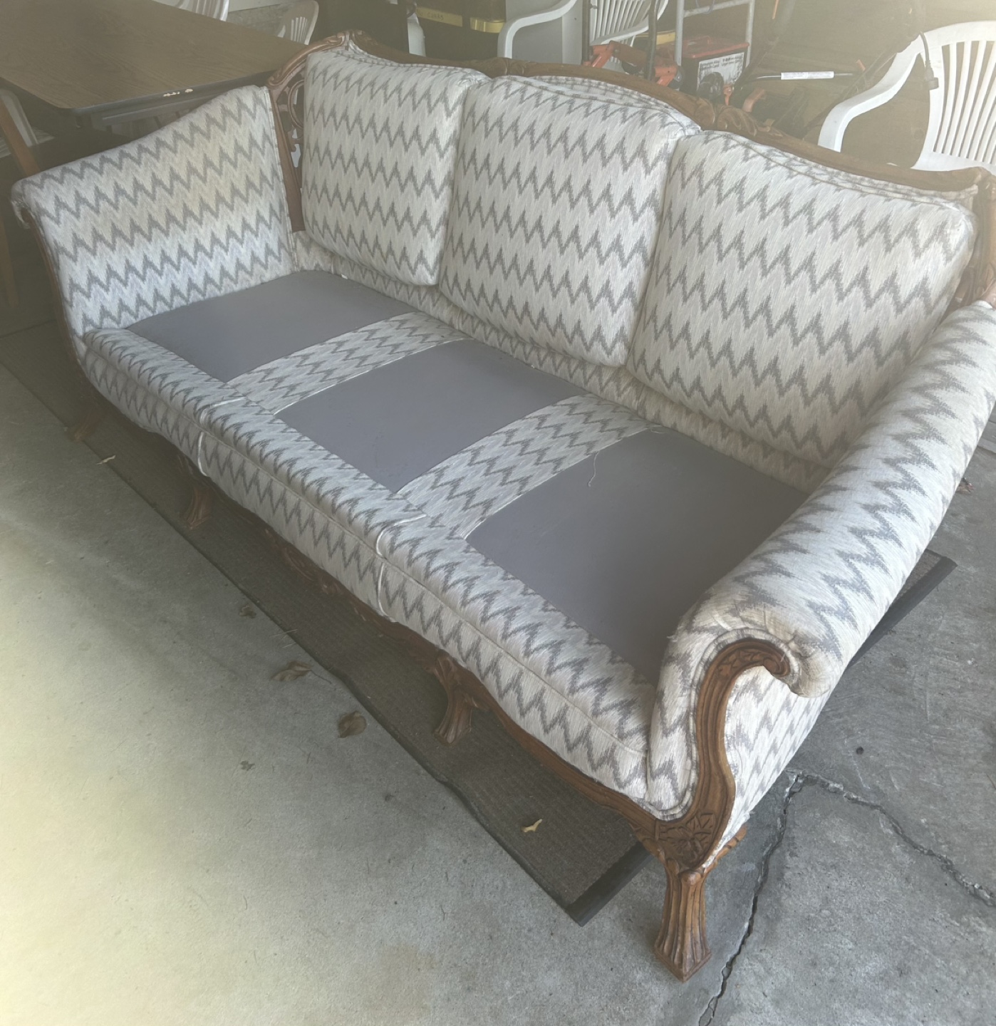 Vintage Sofa and Chairs - Reupholstered in Chevron Pattern