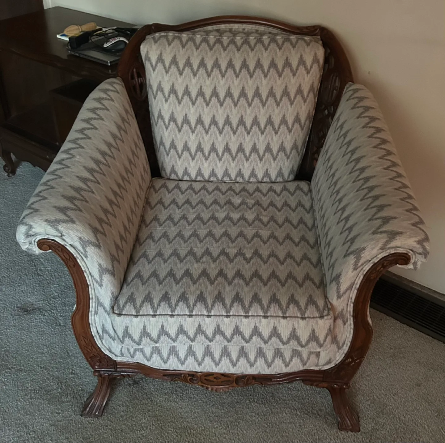 Vintage Sofa and Chairs - Reupholstered in Chevron Pattern image indicator(3)