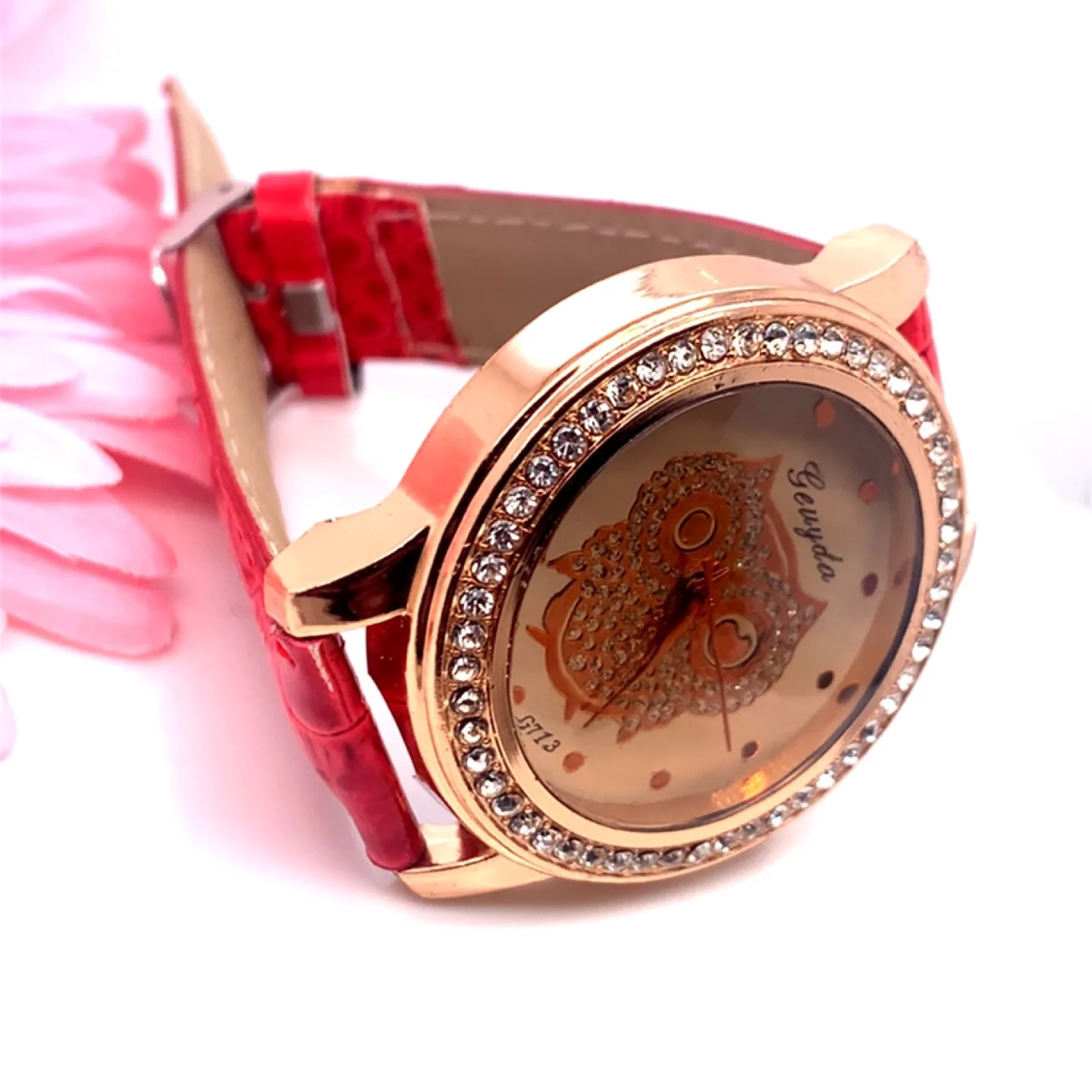 Gorgeous Gevyda Owl Watch with Red Band image indicator(3)