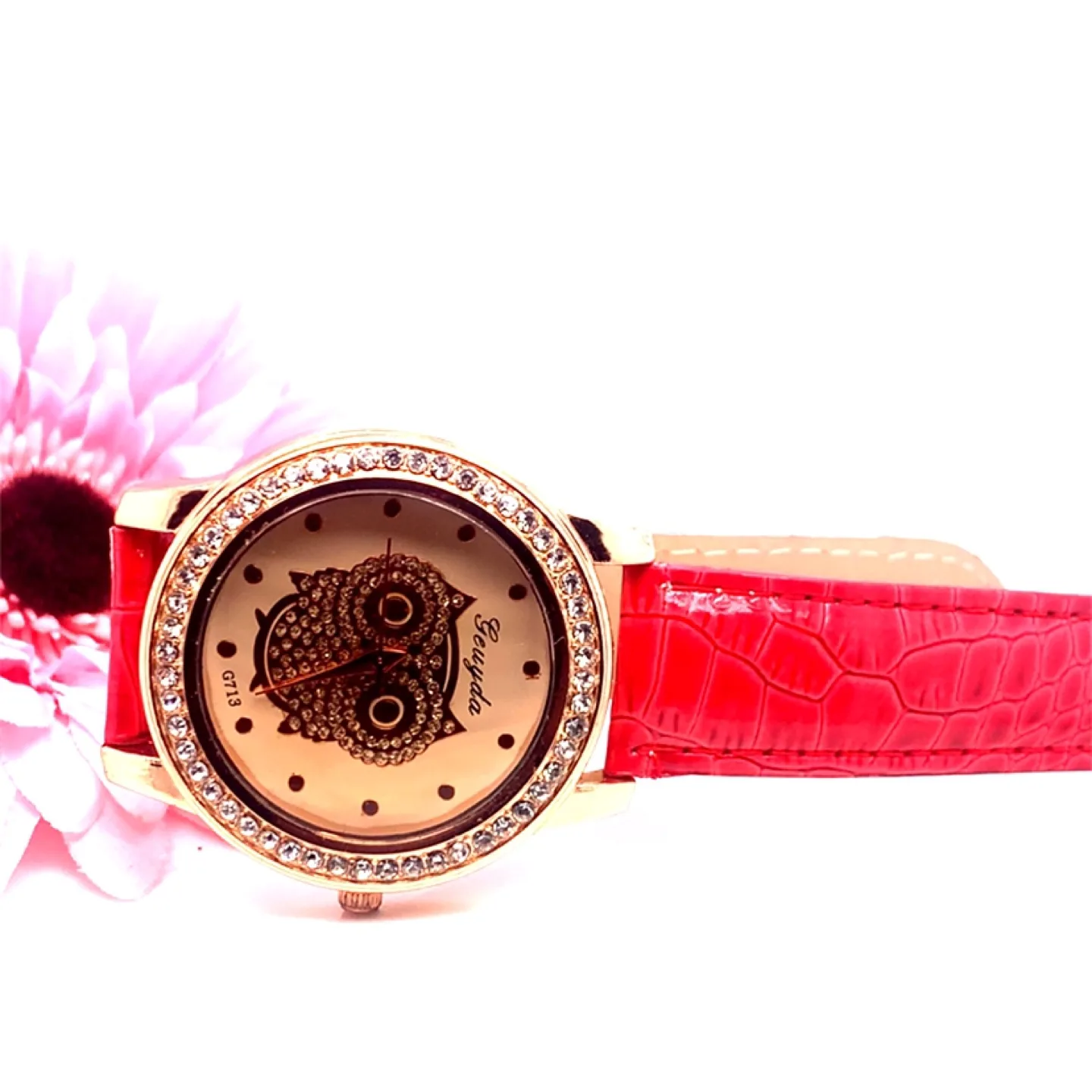 Gorgeous Gevyda Owl Watch with Red Band image indicator(8)