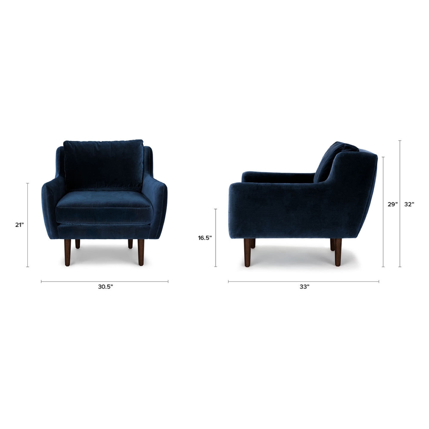 Velvet Lounge Chair - Cascadia Blue - From Article - photo 3