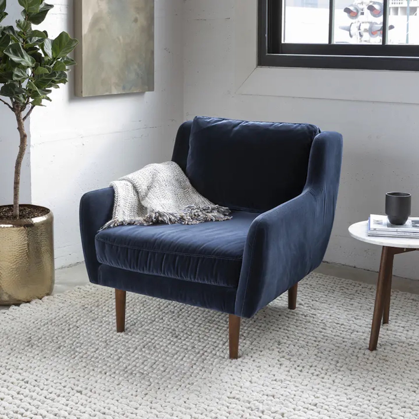 Velvet Lounge Chair - Cascadia Blue - From Article