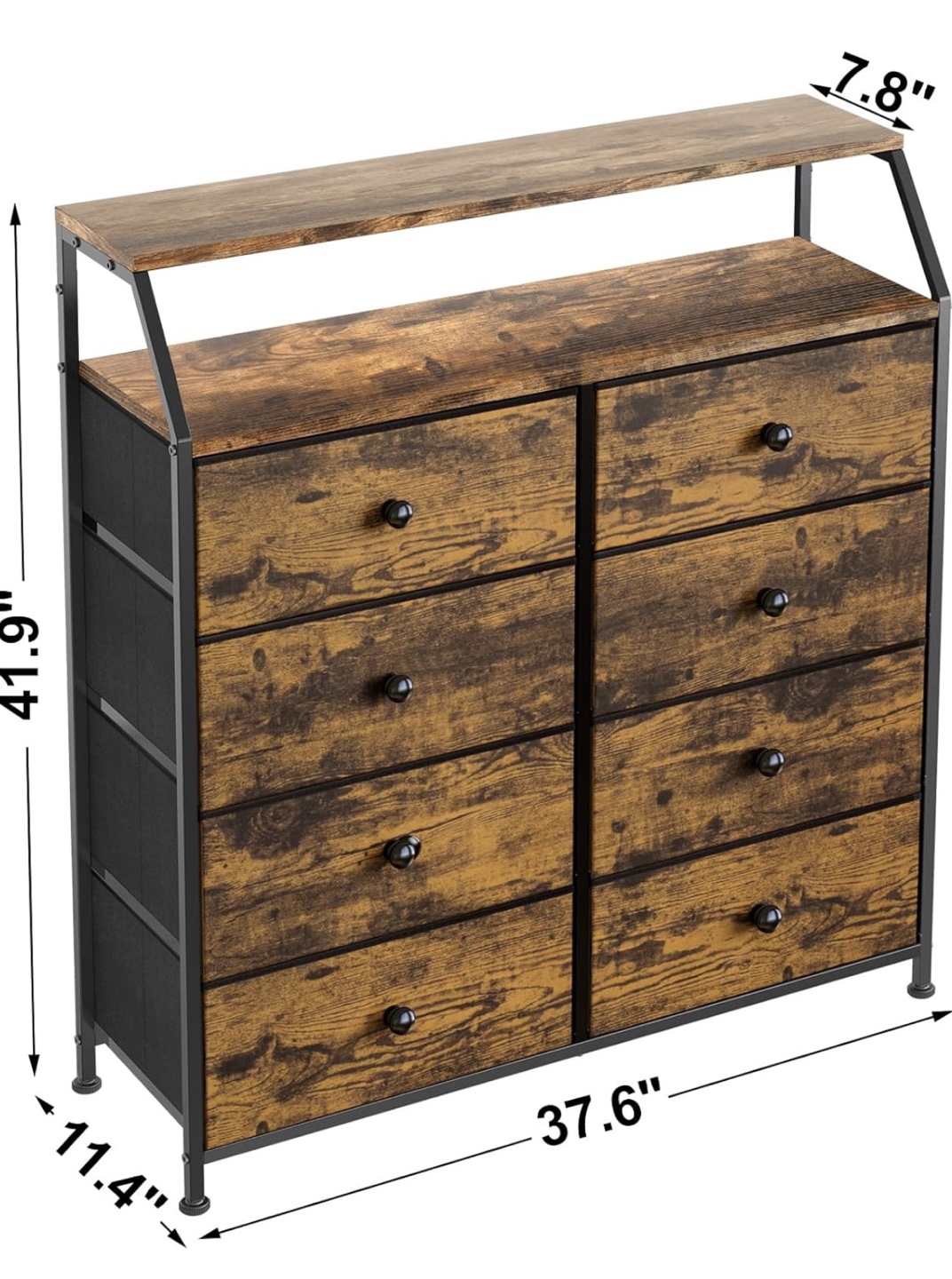 Rustic 8-Drawer Chest with Top Shelf - photo 2