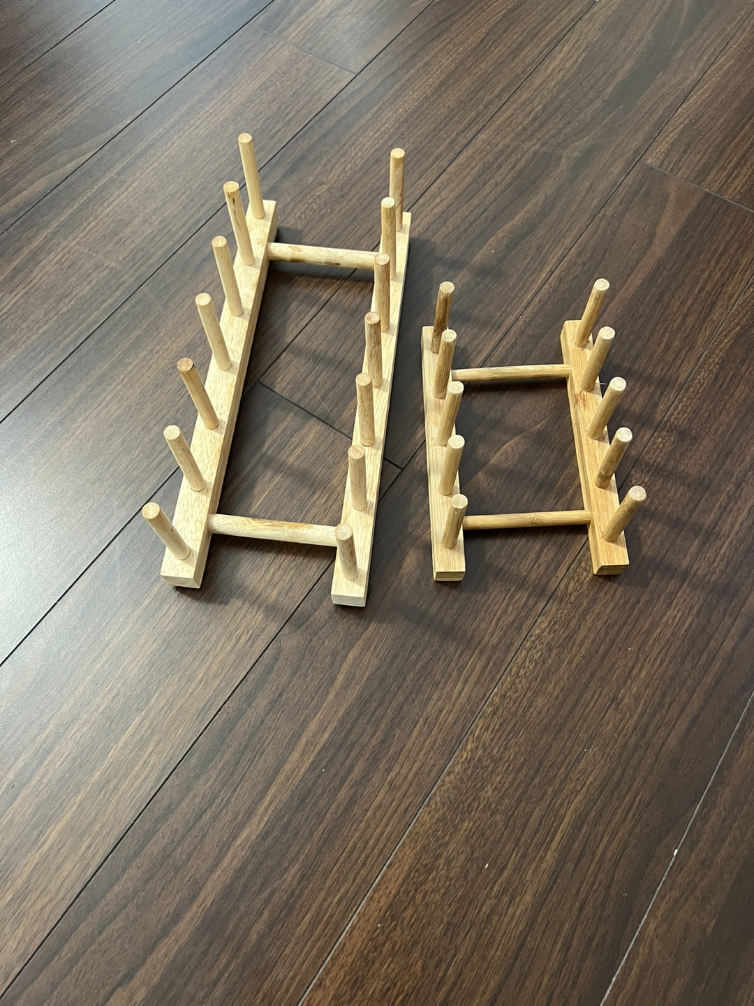 Set of Two Wooden Plate Drying Racks