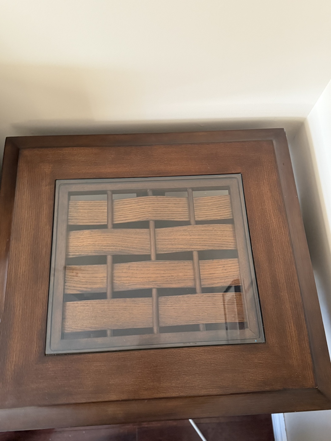 Dark Brown Wooden Table with Glass Top - photo 2