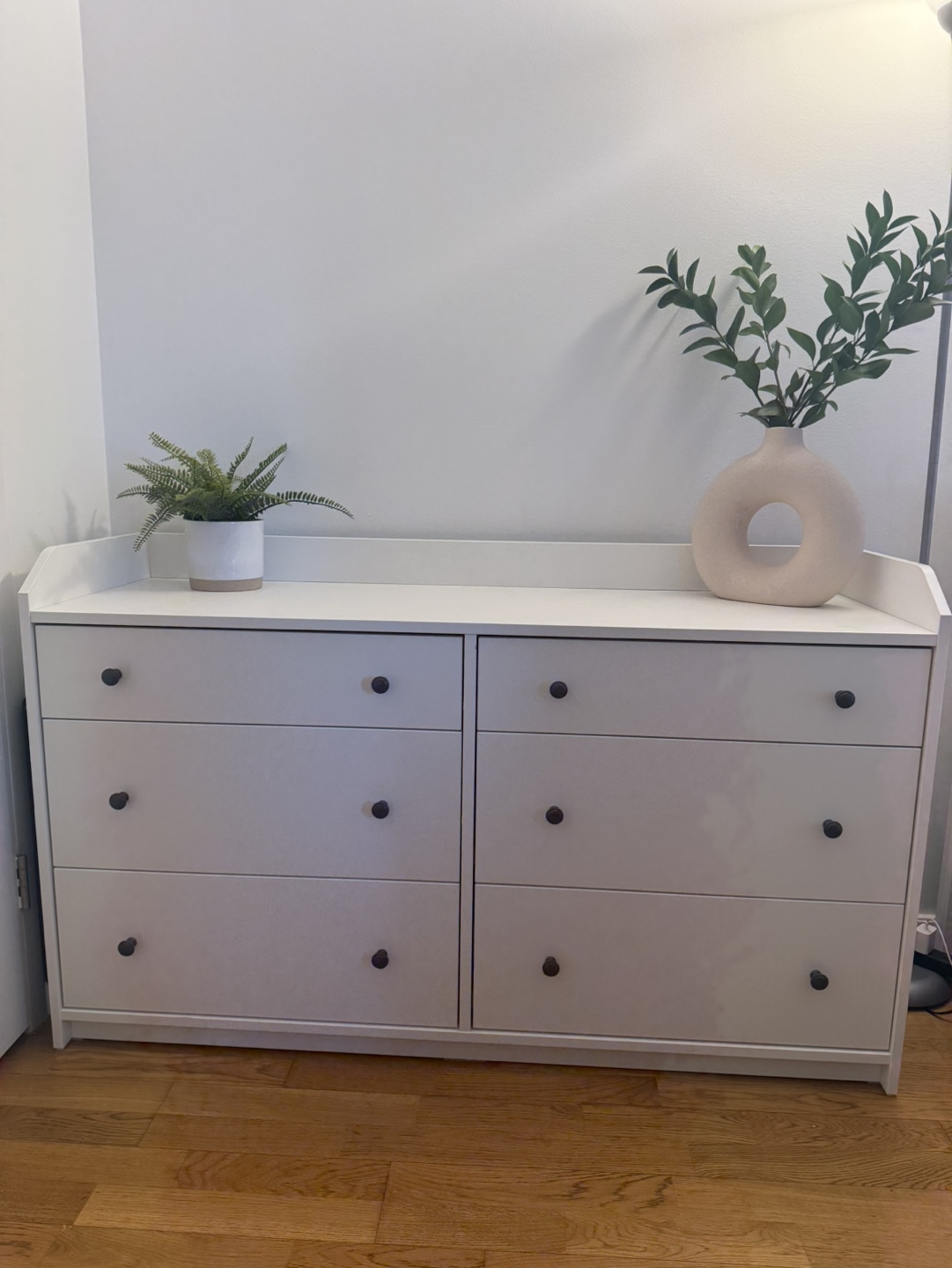 White Double Dresser with 6 Drawers