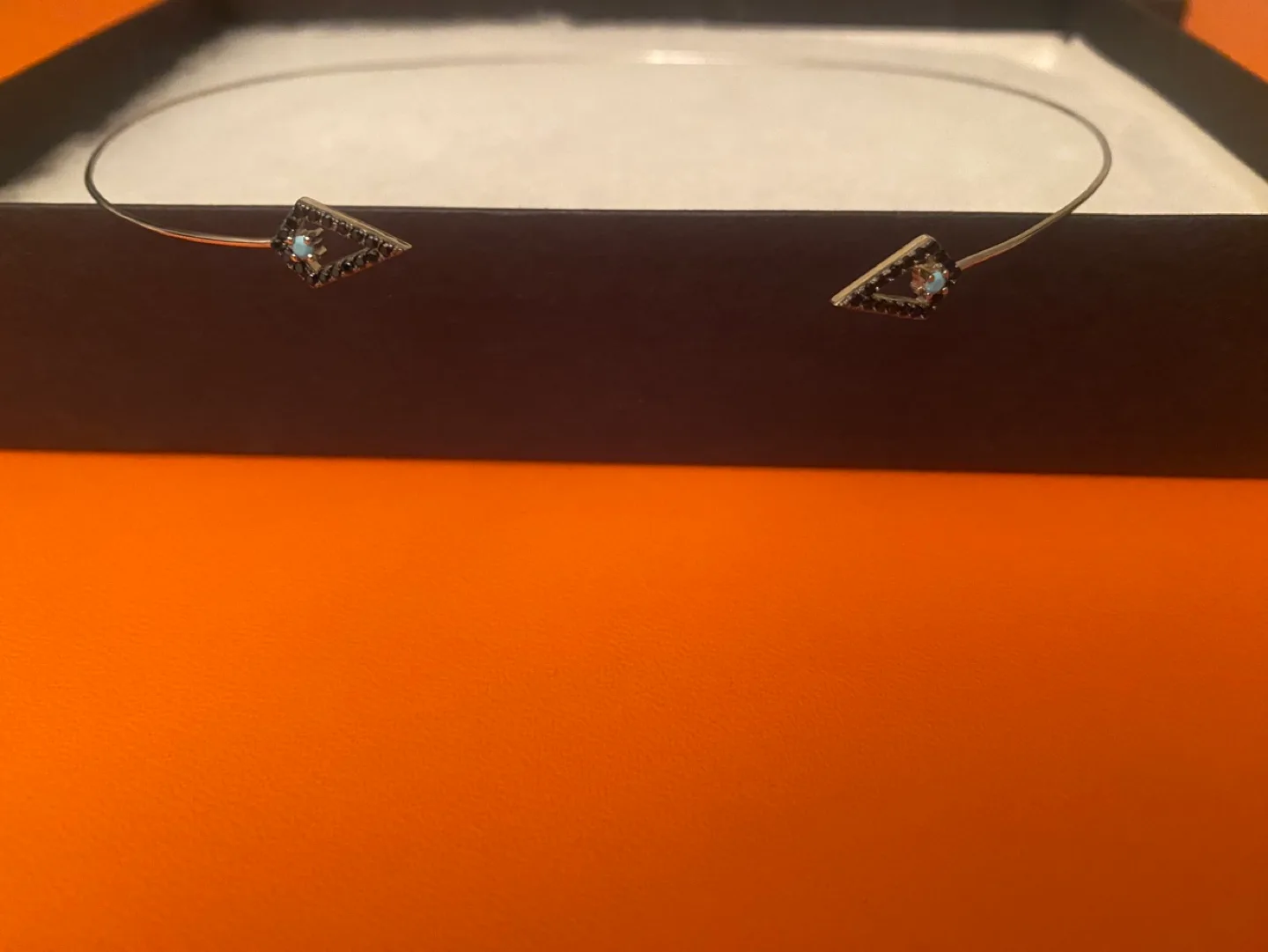 Silver Tone Evil Eye Triangle Choker Necklace image indicator(3)