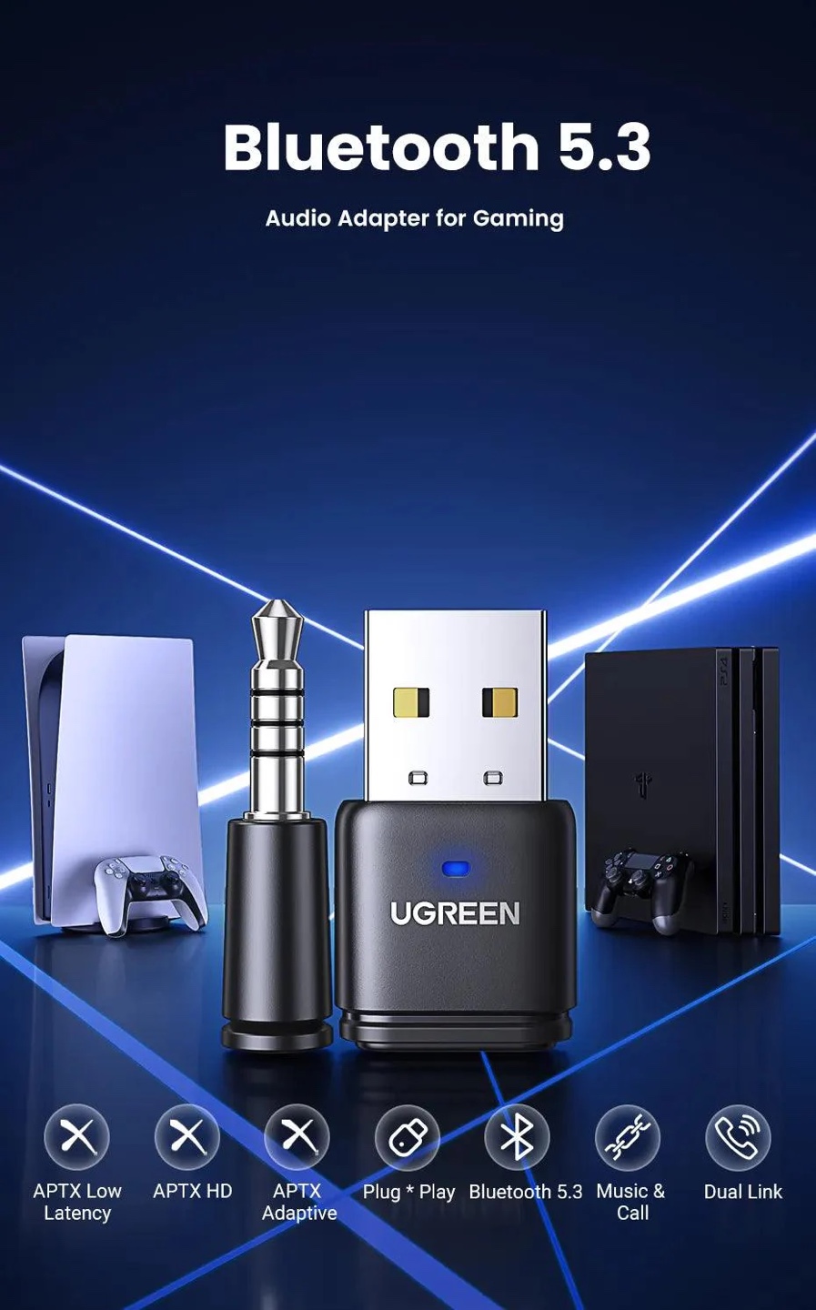 UGREEN Bluetooth 5.3 Audio Adapter for Gaming - photo 2