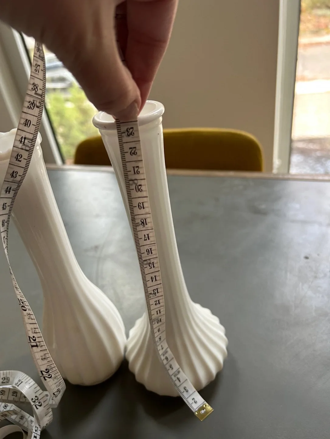 Pair of Vintage Hobstar Milk Glass Bud Vases image indicator(6)