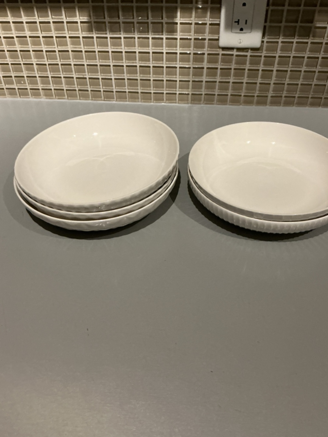 Set of 6 White Pasta Bowls