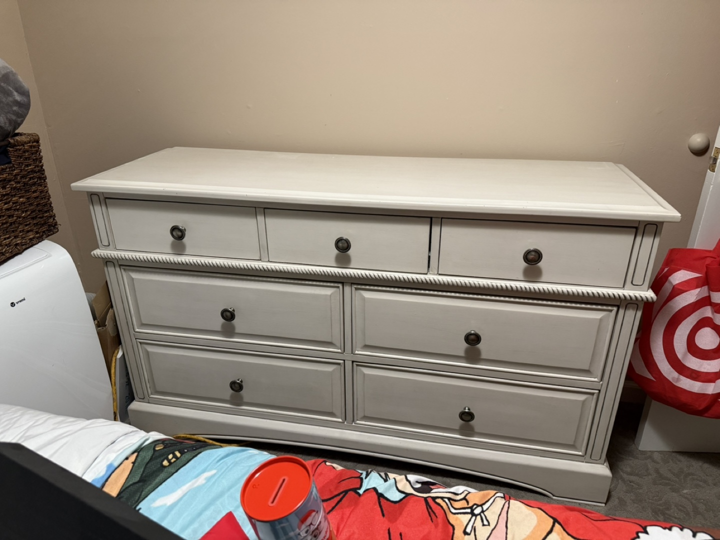 Grey White Six Drawer Dresser