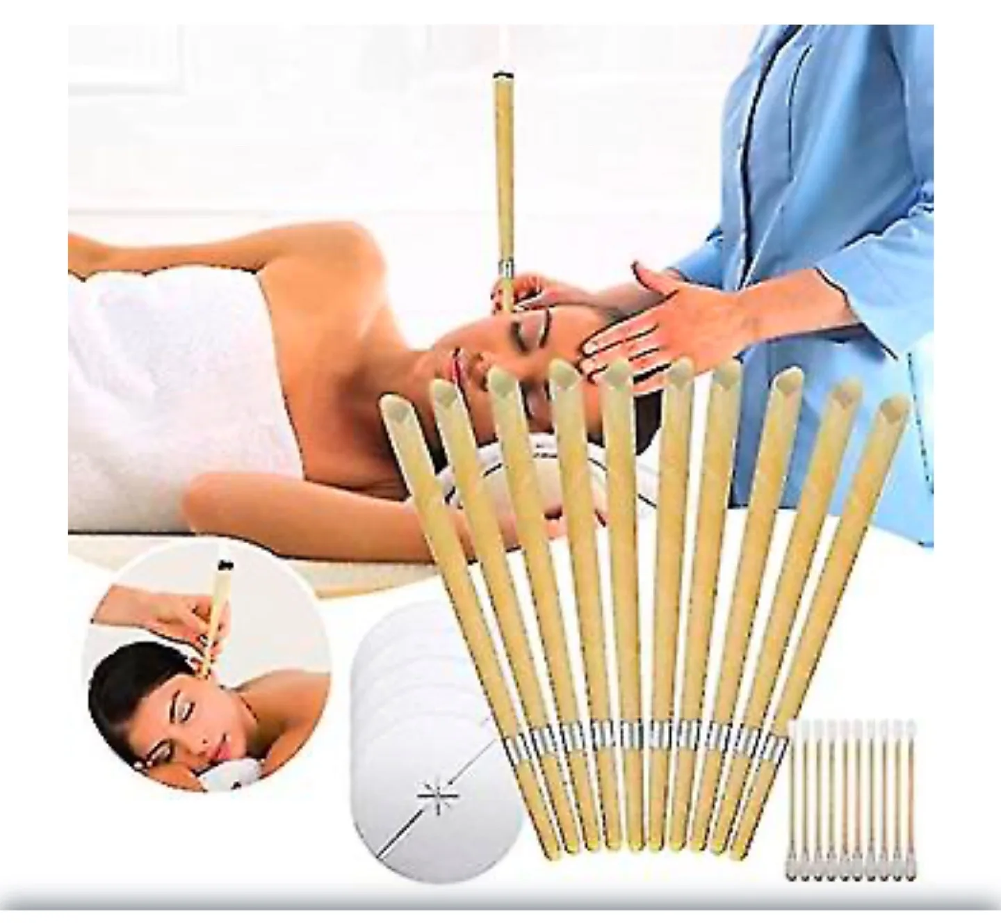 Ear Candles - 10 Pack with Protective Discs & Cotton Swabs image indicator(2)