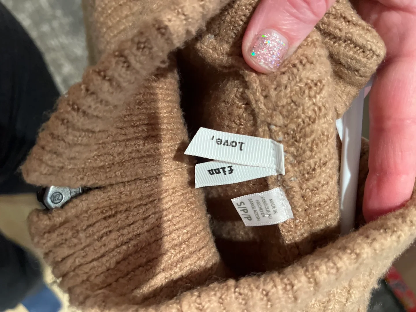 Tan Mock Neck Sleeveless Knit Sweater Vest image indicator(2)