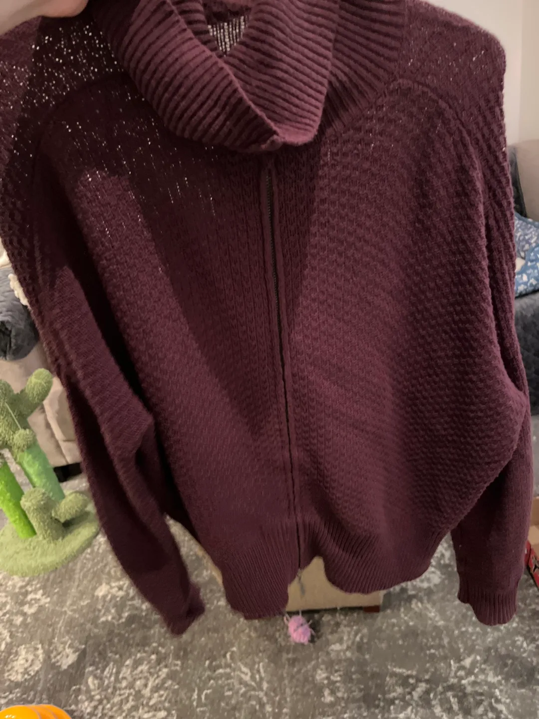 Burgundy Waffle Knit Turtleneck Sweater image indicator(2)