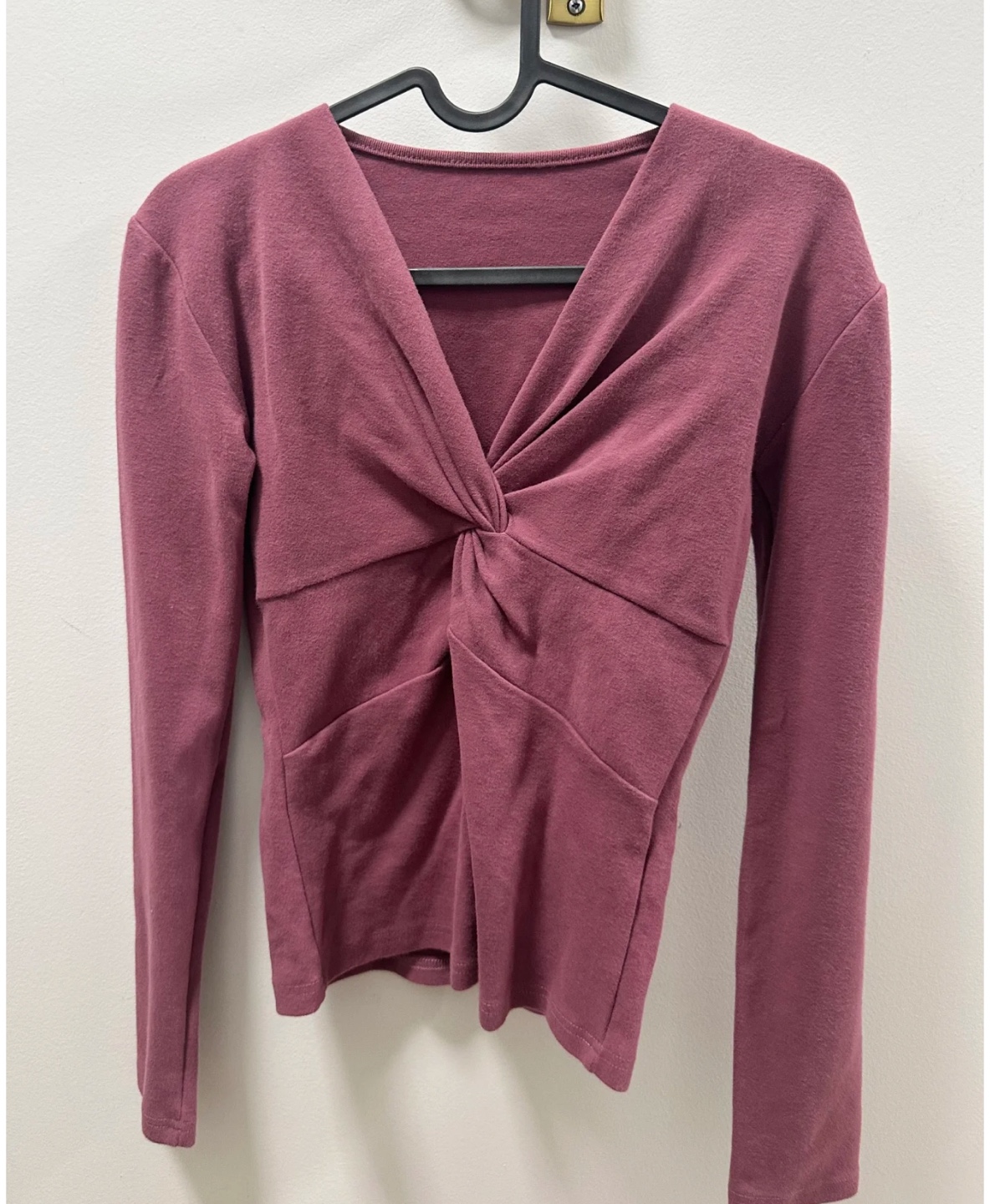 Dusty Rose Twist Front Long Sleeve Top
