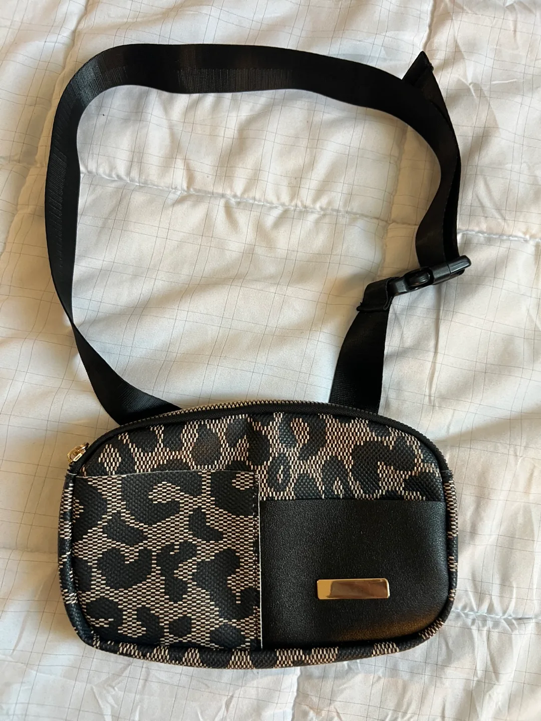 Black and Beige Leopard Print Fanny Pack thumbnail