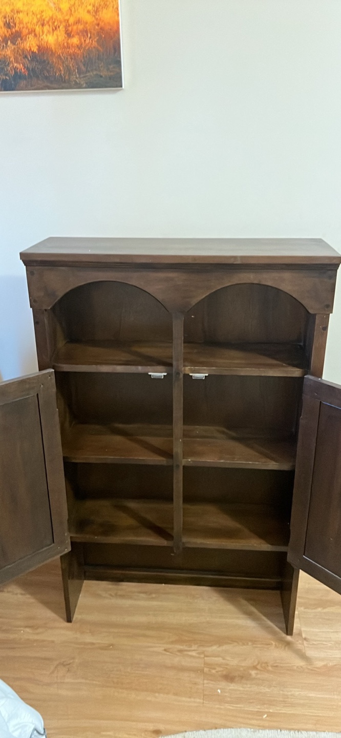 Dark Brown Wooden Cabinet with Shelves - photo 2