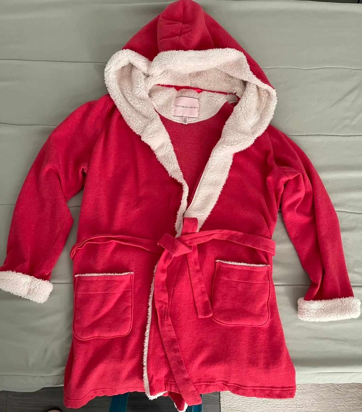 Victoria's Secret Red Fleece Robe w/Hood and pants thumbnail